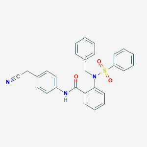 molecular formula C28H23N3O3S B410909 2-[benzyl(phenylsulfonyl)amino]-N-[4-(cyanomethyl)phenyl]benzamide 