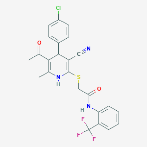 2-{[5-acetyl-4-(4-chlorophenyl)-3-cyano-6-methyl-1,4-dihydro-2-pyridinyl]thio}-N-[2-(trifluoromethyl)phenyl]acetamide