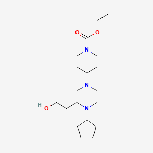 molecular formula C19H35N3O3 B4109157 ethyl 4-[4-cyclopentyl-3-(2-hydroxyethyl)-1-piperazinyl]-1-piperidinecarboxylate 