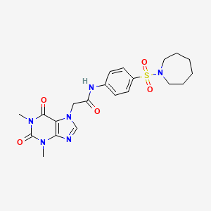 molecular formula C21H26N6O5S B4109172 N-[4-(1-azepanylsulfonyl)phenyl]-2-(1,3-dimethyl-2,6-dioxo-1,2,3,6-tetrahydro-7H-purin-7-yl)acetamide 