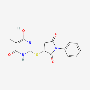3-[(4,6-dihydroxy-5-methyl-2-pyrimidinyl)thio]-1-phenyl-2,5-pyrrolidinedione