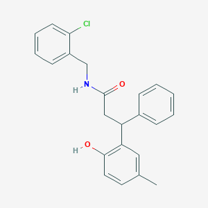 molecular formula C23H22ClNO2 B4109223 N-(2-chlorobenzyl)-3-(2-hydroxy-5-methylphenyl)-3-phenylpropanamide 