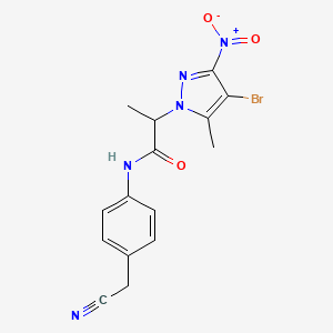 molecular formula C15H14BrN5O3 B4109244 2-(4-bromo-5-methyl-3-nitro-1H-pyrazol-1-yl)-N-[4-(cyanomethyl)phenyl]propanamide 