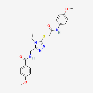 molecular formula C22H25N5O4S B4109268 N-{[4-ethyl-5-({2-[(4-methoxyphenyl)amino]-2-oxoethyl}thio)-4H-1,2,4-triazol-3-yl]methyl}-4-methoxybenzamide 