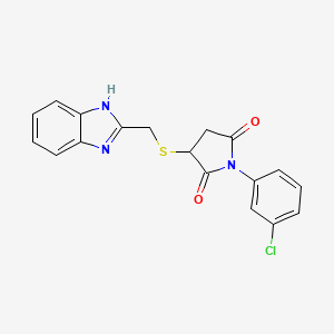 molecular formula C18H14ClN3O2S B4109270 3-[(1H-benzimidazol-2-ylmethyl)thio]-1-(3-chlorophenyl)-2,5-pyrrolidinedione 