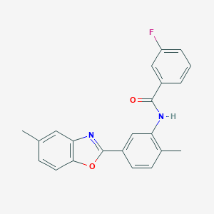 3-fluoro-N-[2-methyl-5-(5-methyl-1,3-benzoxazol-2-yl)phenyl]benzamide