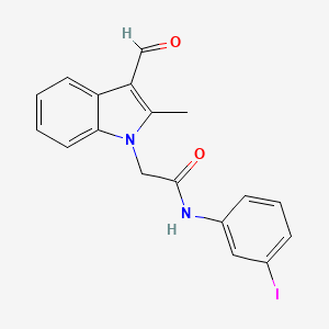 2-(3-formyl-2-methyl-1H-indol-1-yl)-N-(3-iodophenyl)acetamide