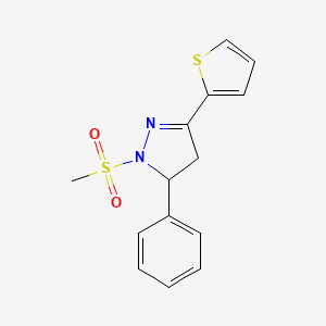 molecular formula C14H14N2O2S2 B4109301 1-(methylsulfonyl)-5-phenyl-3-(2-thienyl)-4,5-dihydro-1H-pyrazole 