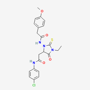 N-(4-chlorophenyl)-2-(1-ethyl-3-{[(4-methoxyphenyl)acetyl]amino}-5-oxo-2-thioxo-4-imidazolidinyl)acetamide