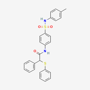 molecular formula C27H24N2O3S2 B4109368 N-(4-{[(4-methylphenyl)amino]sulfonyl}phenyl)-2-phenyl-2-(phenylthio)acetamide 