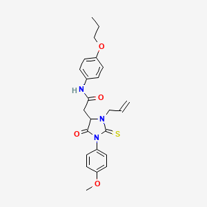 2-[3-allyl-1-(4-methoxyphenyl)-5-oxo-2-thioxo-4-imidazolidinyl]-N-(4-propoxyphenyl)acetamide