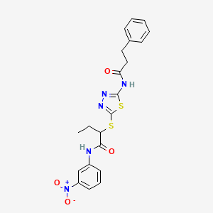 N-(3-nitrophenyl)-2-({5-[(3-phenylpropanoyl)amino]-1,3,4-thiadiazol-2-yl}thio)butanamide