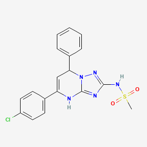 molecular formula C18H16ClN5O2S B4109494 N-[5-(4-chlorophenyl)-7-phenyl-4,7-dihydro[1,2,4]triazolo[1,5-a]pyrimidin-2-yl]methanesulfonamide 