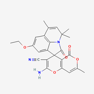 2-amino-8'-ethoxy-4',4',6',7-tetramethyl-2',5-dioxo-4'H,5H-spiro[pyrano[4,3-b]pyran-4,1'-pyrrolo[3,2,1-ij]quinoline]-3-carbonitrile