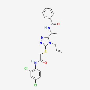molecular formula C22H21Cl2N5O2S B4109544 N-{1-[4-allyl-5-({2-[(2,4-dichlorophenyl)amino]-2-oxoethyl}thio)-4H-1,2,4-triazol-3-yl]ethyl}benzamide 