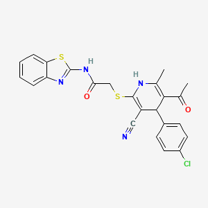 molecular formula C24H19ClN4O2S2 B4109606 2-{[5-acetyl-4-(4-chlorophenyl)-3-cyano-6-methyl-1,4-dihydro-2-pyridinyl]thio}-N-1,3-benzothiazol-2-ylacetamide 