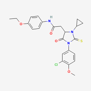 molecular formula C23H24ClN3O4S B4109614 2-[1-(3-chloro-4-methoxyphenyl)-3-cyclopropyl-5-oxo-2-thioxo-4-imidazolidinyl]-N-(4-ethoxyphenyl)acetamide 