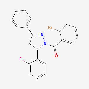 molecular formula C22H16BrFN2O B4109615 1-(2-bromobenzoyl)-5-(2-fluorophenyl)-3-phenyl-4,5-dihydro-1H-pyrazole 