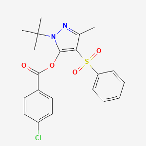 molecular formula C21H21ClN2O4S B4109620 1-tert-butyl-3-methyl-4-(phenylsulfonyl)-1H-pyrazol-5-yl 4-chlorobenzoate 