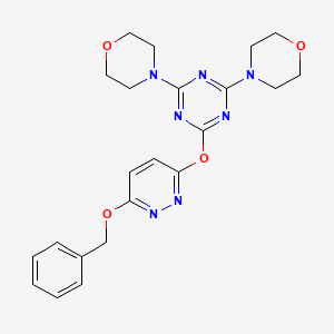 molecular formula C22H25N7O4 B4109624 2-{[6-(benzyloxy)-3-pyridazinyl]oxy}-4,6-di-4-morpholinyl-1,3,5-triazine 