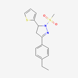 molecular formula C16H18N2O2S2 B4109633 3-(4-ethylphenyl)-1-(methylsulfonyl)-5-(2-thienyl)-4,5-dihydro-1H-pyrazole 