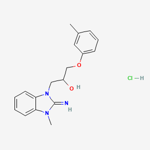 molecular formula C18H22ClN3O2 B4109656 1-(2-imino-3-methyl-2,3-dihydro-1H-benzimidazol-1-yl)-3-(3-methylphenoxy)-2-propanol hydrochloride 