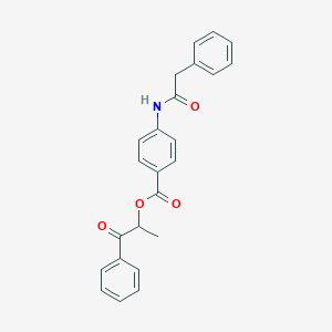molecular formula C24H21NO4 B410968 1-Oxo-1-phenylpropan-2-yl 4-[(phenylacetyl)amino]benzoate 