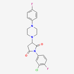molecular formula C20H18ClF2N3O2 B4109685 1-(3-chloro-4-fluorophenyl)-3-[4-(4-fluorophenyl)-1-piperazinyl]-2,5-pyrrolidinedione 