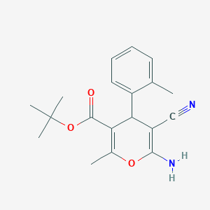 molecular formula C19H22N2O3 B4109698 tert-butyl 6-amino-5-cyano-2-methyl-4-(2-methylphenyl)-4H-pyran-3-carboxylate 