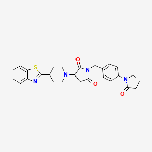 molecular formula C27H28N4O3S B4109701 3-[4-(1,3-benzothiazol-2-yl)-1-piperidinyl]-1-[4-(2-oxo-1-pyrrolidinyl)benzyl]-2,5-pyrrolidinedione 