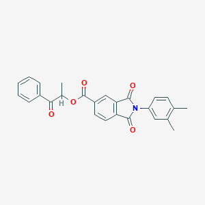 molecular formula C26H21NO5 B410971 1-Methyl-2-oxo-2-phenylethyl 2-(3,4-dimethylphenyl)-1,3-dioxo-5-isoindolinecarboxylate 