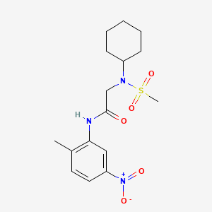 molecular formula C16H23N3O5S B4109725 N~2~-cyclohexyl-N~1~-(2-methyl-5-nitrophenyl)-N~2~-(methylsulfonyl)glycinamide 