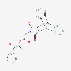 molecular formula C29H23NO5 B410976 1-Oxo-1-phenylpropan-2-yl (16,18-dioxo-17-azapentacyclo[6.6.5.0~2,7~.0~9,14~.0~15,19~]nonadeca-2,4,6,9,11,13-hexaen-17-yl)acetate (non-preferred name) 