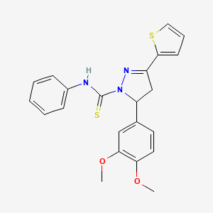molecular formula C22H21N3O2S2 B4109773 5-(3,4-dimethoxyphenyl)-N-phenyl-3-(2-thienyl)-4,5-dihydro-1H-pyrazole-1-carbothioamide 