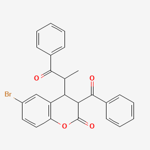 3-benzoyl-6-bromo-4-(1-methyl-2-oxo-2-phenylethyl)-2-chromanone