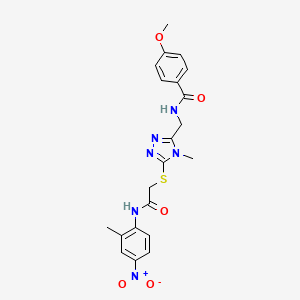 molecular formula C21H22N6O5S B4109832 4-methoxy-N-{[4-methyl-5-({2-[(2-methyl-4-nitrophenyl)amino]-2-oxoethyl}thio)-4H-1,2,4-triazol-3-yl]methyl}benzamide 