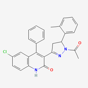 molecular formula C27H22ClN3O2 B4109838 3-[1-acetyl-5-(2-methylphenyl)-4,5-dihydro-1H-pyrazol-3-yl]-6-chloro-4-phenyl-2(1H)-quinolinone 
