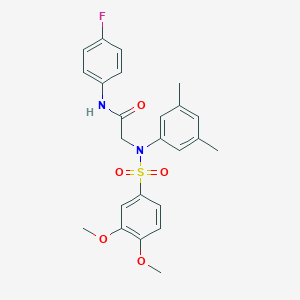 molecular formula C24H25FN2O5S B410988 2-{[(3,4-dimethoxyphenyl)sulfonyl]-3,5-dimethylanilino}-N-(4-fluorophenyl)acetamide 