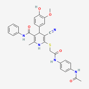 molecular formula C31H29N5O5S B4109889 6-[(2-{[4-(acetylamino)phenyl]amino}-2-oxoethyl)thio]-5-cyano-4-(4-hydroxy-3-methoxyphenyl)-2-methyl-N-phenyl-1,4-dihydro-3-pyridinecarboxamide 