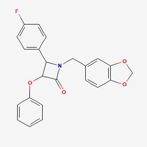 molecular formula C23H18FNO4 B4109905 1-(1,3-benzodioxol-5-ylmethyl)-4-(4-fluorophenyl)-3-phenoxy-2-azetidinone 