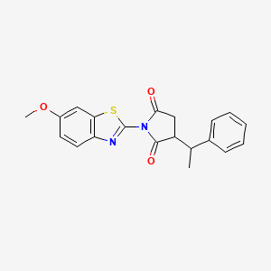 molecular formula C20H18N2O3S B4109906 1-(6-methoxy-1,3-benzothiazol-2-yl)-3-(1-phenylethyl)-2,5-pyrrolidinedione 