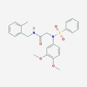 molecular formula C24H26N2O5S B410991 2-[3,4-dimethoxy(phenylsulfonyl)anilino]-N-(2-methylbenzyl)acetamide 