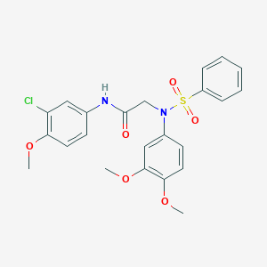 molecular formula C23H23ClN2O6S B410994 N-(3-chloro-4-methoxyphenyl)-2-[3,4-dimethoxy(phenylsulfonyl)anilino]acetamide 