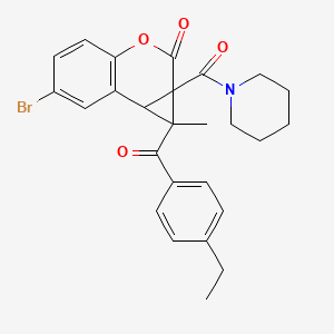 molecular formula C26H26BrNO4 B4110089 6-bromo-1-(4-ethylbenzoyl)-1-methyl-1a-(1-piperidinylcarbonyl)-1a,7b-dihydrocyclopropa[c]chromen-2(1H)-one 
