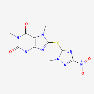 1,3,7-trimethyl-8-[(1-methyl-3-nitro-1H-1,2,4-triazol-5-yl)thio]-3,7-dihydro-1H-purine-2,6-dione