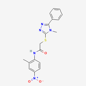 molecular formula C18H17N5O3S B4110117 N-(2-methyl-4-nitrophenyl)-2-[(4-methyl-5-phenyl-4H-1,2,4-triazol-3-yl)thio]acetamide 