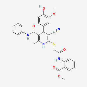 methyl 2-[({[5-(anilinocarbonyl)-3-cyano-4-(4-hydroxy-3-methoxyphenyl)-6-methyl-1,4-dihydro-2-pyridinyl]thio}acetyl)amino]benzoate