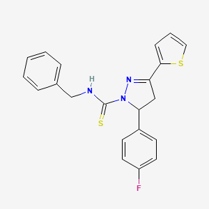 molecular formula C21H18FN3S2 B4110138 N-benzyl-5-(4-fluorophenyl)-3-(2-thienyl)-4,5-dihydro-1H-pyrazole-1-carbothioamide 