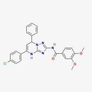 molecular formula C26H22ClN5O3 B4110145 N-[5-(4-chlorophenyl)-7-phenyl-4,7-dihydro[1,2,4]triazolo[1,5-a]pyrimidin-2-yl]-3,4-dimethoxybenzamide 