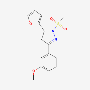 molecular formula C15H16N2O4S B4110163 5-(2-furyl)-3-(3-methoxyphenyl)-1-(methylsulfonyl)-4,5-dihydro-1H-pyrazole 